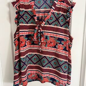 Floral and Geometric Patterned Women's Top size 3X